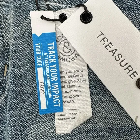 Denim Jean Mini Skirt Size 28 US 6 Gravel Light Vintage Raw Hem Treasure & Bond - Picture 7 of 15